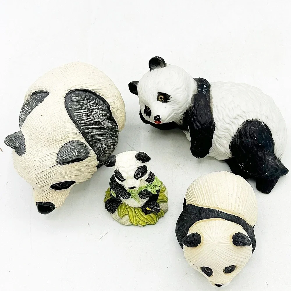 Set of Four Assorted Panda Figures